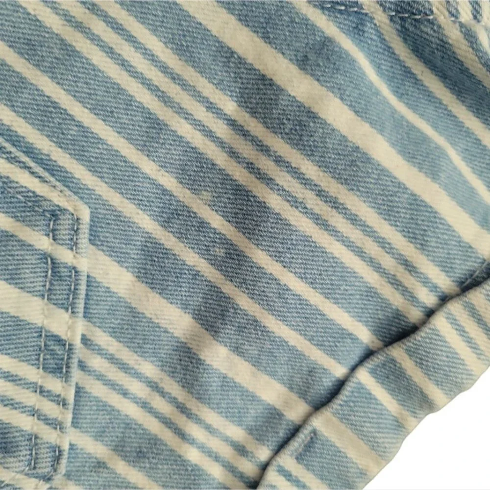 PACSUN BLUE&WHITE STRIPED HIGH WAISTED 'MOM SHORT' JEAN SHORTS - 25
